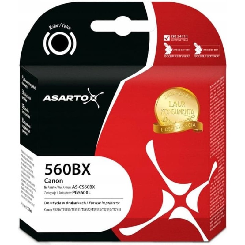 Asarto Tusz Asarto do Canon 560BX | 3712C001 | PG560XL | 600 str. | black