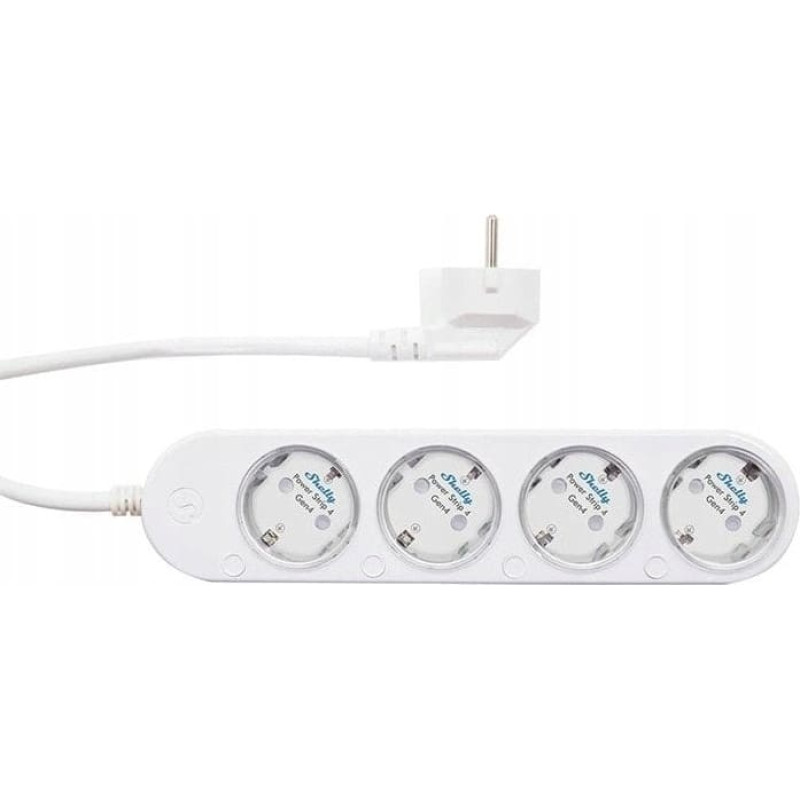 Shelly Steckdosenleiste Power Strip 4 Gen4(weiß, 1,5 Meter Kabel, mit Energiemessung)