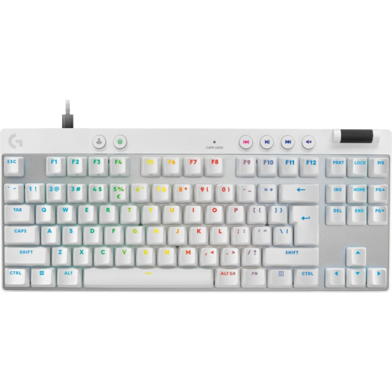 Logitech G PRO X TKL Rapid Gaming tastatūra USB QWERTY ASV starptautiskā balta