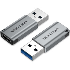 Vention USB 3.0 vīriešu un USB-C sieviešu adapteris, pelēks, alumīnija sakausējuma tips