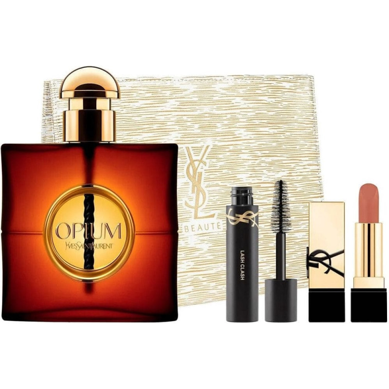 Yves Saint Laurent Opium zestaw woda perfumowana spray 90ml + tusz do rzęs 2ml + pomadka do ust 3.8g