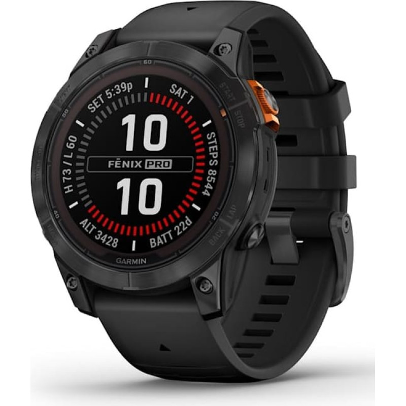 Garmin fēnix 7 Pro Solar Edition 3,3 cm (1,3 collas) MIP 47 mm Digitāls 260 x 260 pikseļi Skārienekrāns Melns, pelēks Wi-Fi GPS (satelīts)