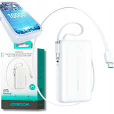 Joyroom Powerbank Joyroom JR-PR2L 10000mAh 35W z wbudowanym zwijanym kablem USB-C i kablem-smyczą Lightning - biały