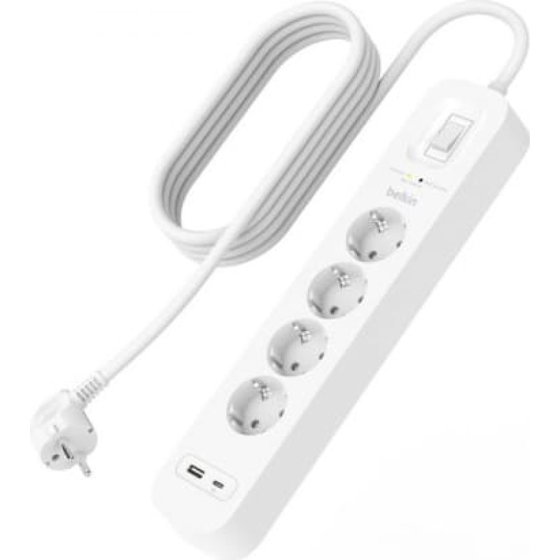 Belkin SurgePlus 4x schuko 1xUSB-A 1xUSB-C 525J 2m