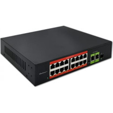 Qoltec FAST Ethernet PoE SWITCH 16xRJ45 2xRJ45 1xSFP