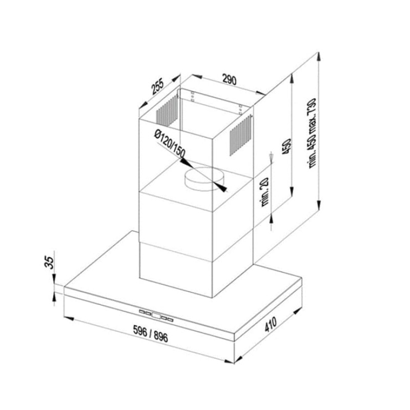 Maan Wall-mounted chimney kitchen hood MAAN Siena Soft 60 305 m3/h, Black