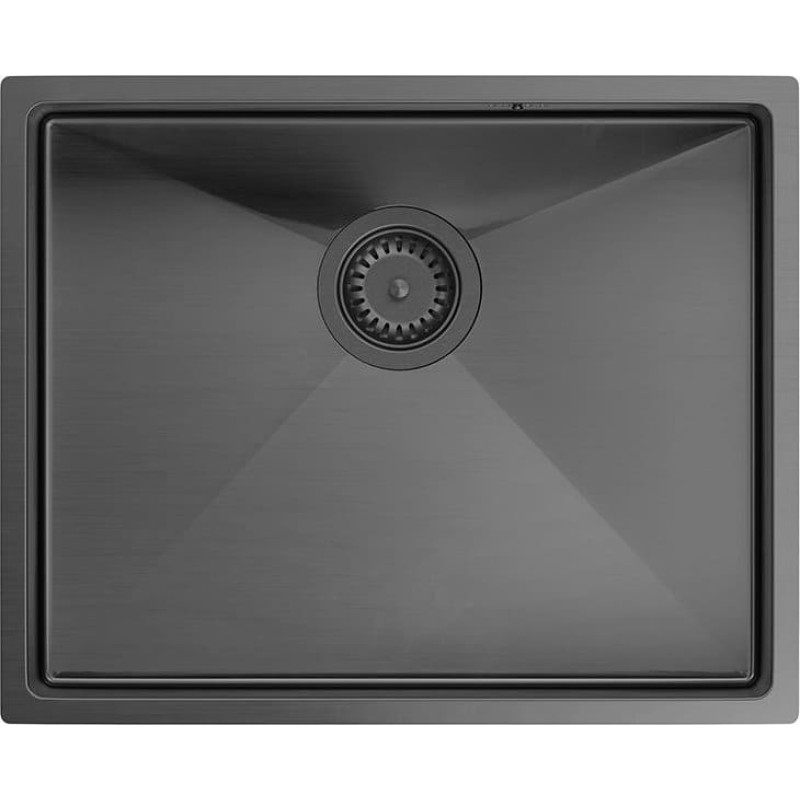Graniteq Zlewozmywak GraniteQ Quadron | ANTHONY | stalowy zlewozmywak kuchenny GRAFIT PVD | wymiary: 54 x 44 x 19 cm | 1-komorowy podwieszany | podbudowa szafki: od 60 cm