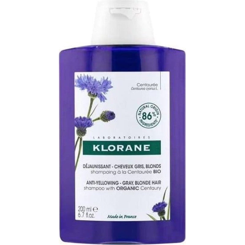 Klorane Klorane Anti-Yellowing Shampoo, Szampon niwelujący żółte odcienie, 200ml
