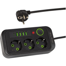 Blow 98-234# Przedłużacz sieciowy ps-330s 3-gniazda 4xusb 1xusb-c 3m czarny 2x1mm