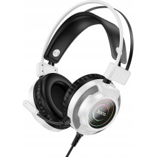 Hoco Słuchawki Hoco HOCO słuchawki przewodowe USB A + Jack 3,5 mm z mikrofonem gamingowe W110 2 m białe