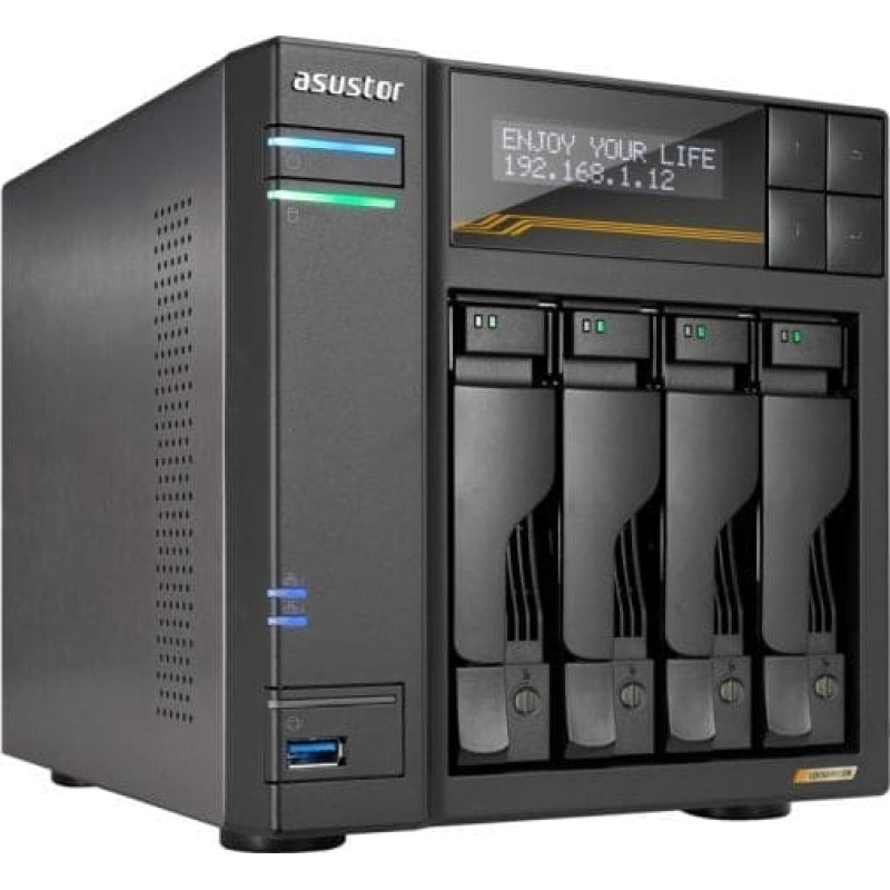 Asustor Serwer plików Asustor LOCKERSTOR 4 Gen3 AS6804T 4-bay, AMD Ryzen V3C14 Cztery rdzenie 2.3GHz, 16G ECC DDR5, 4x M.2 PCIe (NVMe), 2x 10 GbE, 2x 5 GbE,