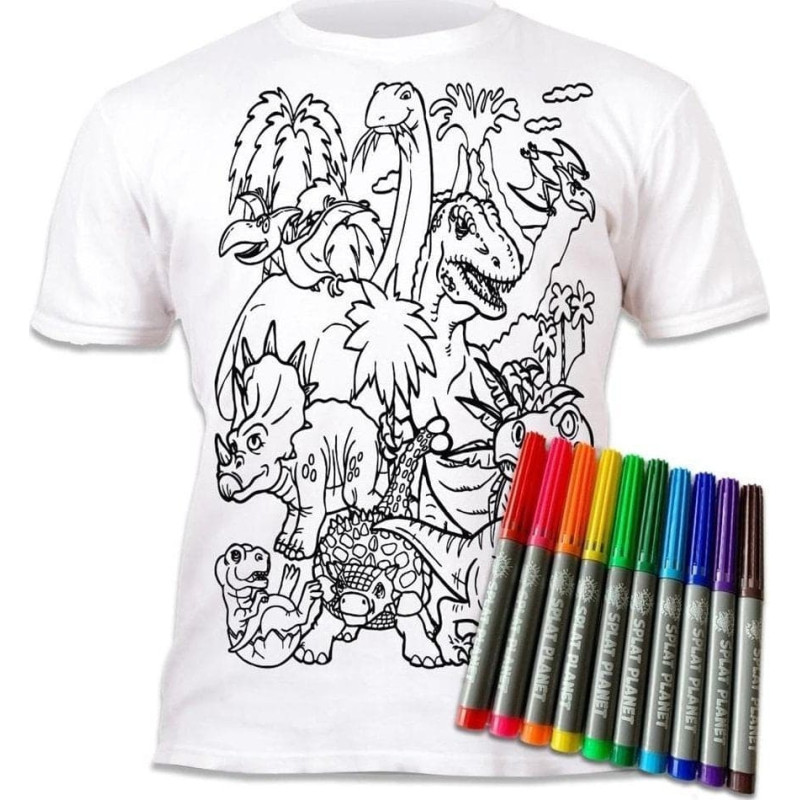 Planet Koszulka do wielokrotnego kolorowania Dinozaur 5-6