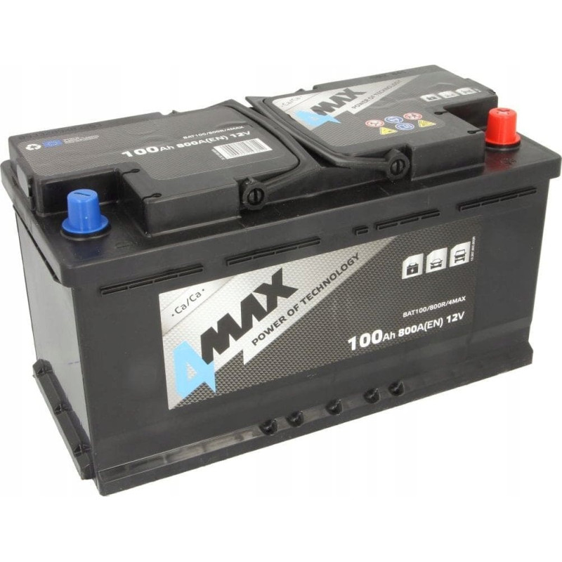 Maxgear Akumulator 4MAX 12V 100Ah/800A (P+ biegun standardowy) 353x175x190 B13 - stopka o wysokości 10.5 mm rozruchowy
