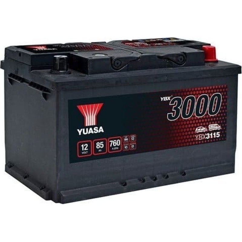 Maxgear Akumulator YUASA 12V 85Ah/760A YBX3000 SMF (P+ standardowy) 317x175x190 B13 (rozruchowy)