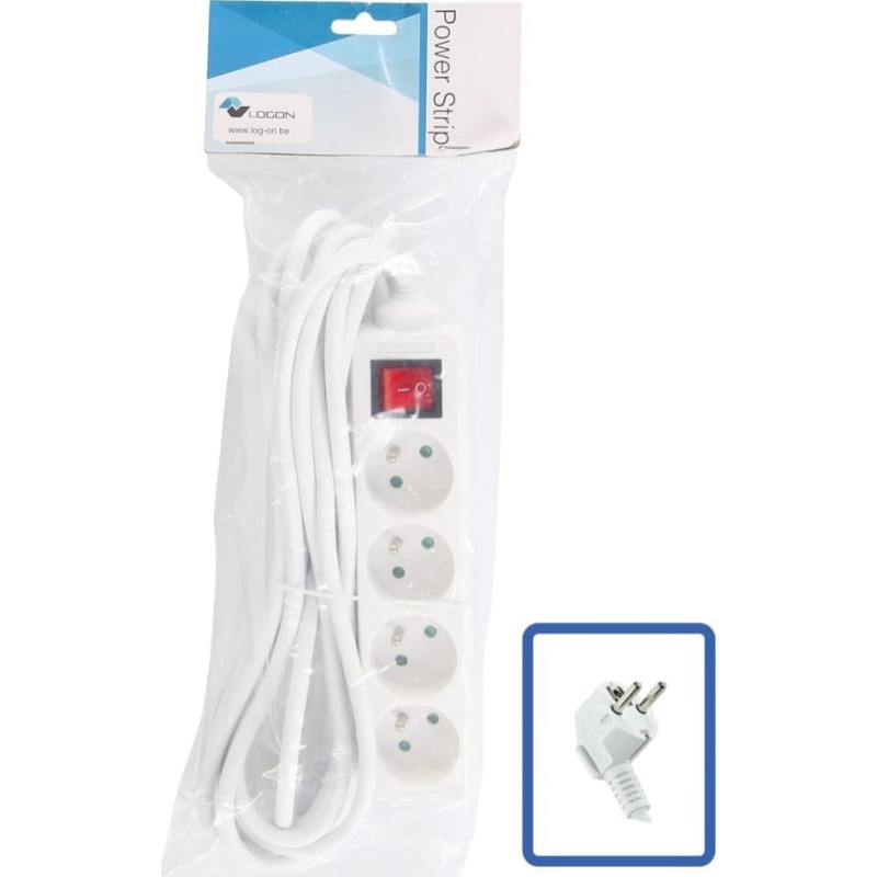 Logon PROFESSIONAL LPS070 rozgałęziacz 5 m 4 x gniazdo sieciowe Wewnętrzna Biały