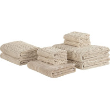 Beliani Komplet 9 ręczników bawełniany beżowy ATAI