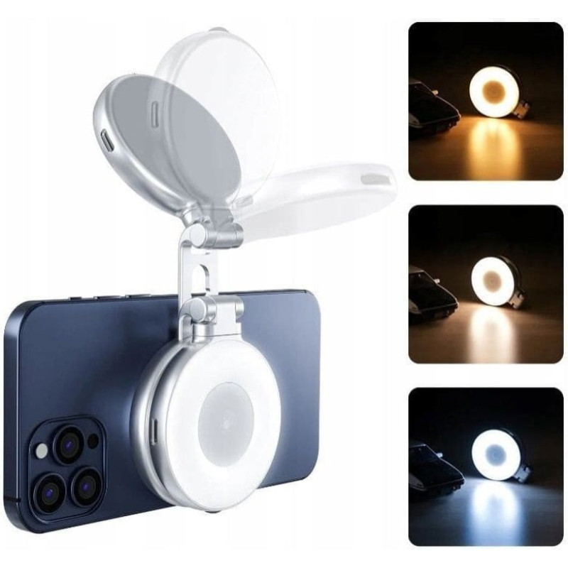Telesin Lampa Led + Lusterko Na Magnes Telefon Smartfon Zdjęć Selfie Vlog Telesin / C03