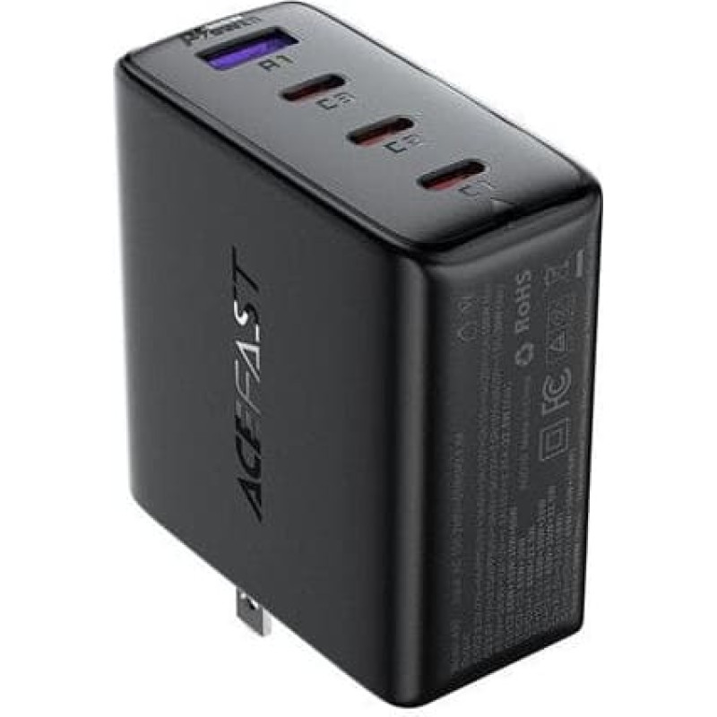 Acefast Ładowarka Acefast A96 PD100W GaN (3 x USB-C + 1x USB-A) z końcówką US - czarna