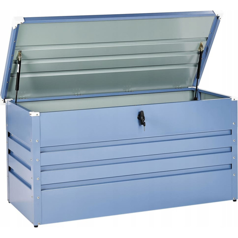 Beliani Skrzynia ogrodowa CEBROSA Metal 132 cm 62 cm Niebieski Lumarko!