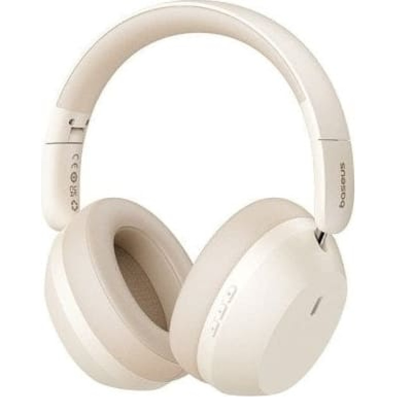 Baseus Bass 35 Max Słuchawki Przewodowy i Bezprzewodowy Opaska na głowę Muzyka USB Type-C Bluetooth Beżowy