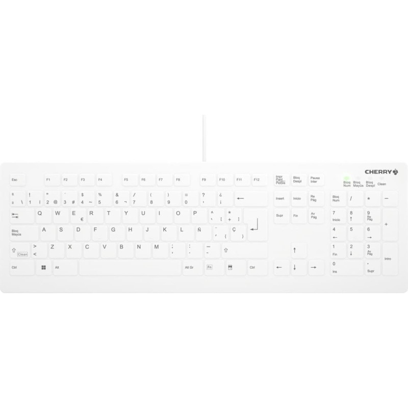 Cherry AK-C8112 klawiatura Medyczna USB QWERTY Hiszpański Biały