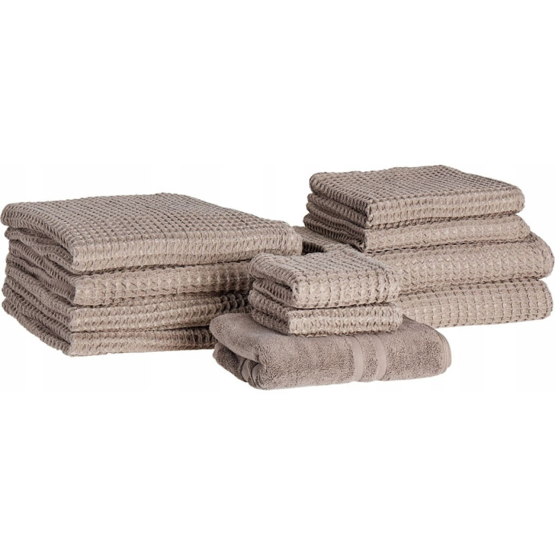 Beliani Komplet 11 ręczników AREORA Bawełna Beżowoszary Lumarko!