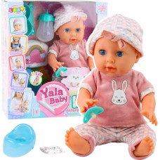 Leantoys Lalka Bobas Niemowlak Siusiająca Różowa Zestaw Akcesoria Dźwięki 35cm LEAN Toys