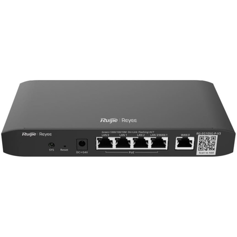 Zyxel Ruijie Reyee RG-EG105G-V3| Router, VPN, 5 portów, 5xGbit, 1xWAN, 3xLAN, 1xLAN/WAN, Cloud,
