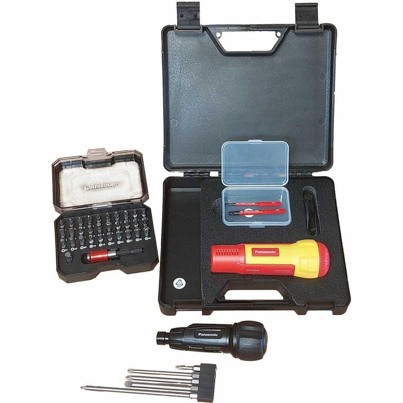 Panasonic Zestaw wkrętaków akumulatorowych: izolowany EYED11SA, nieizolowany EY7412 + zestaw bitów EY9BS100