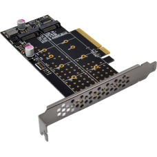 Delock InLine® PCIe Karte zu 2x intern NVMe M.2 Key M – Bifurcation, PCIe x8