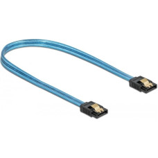 Delock SATA 6 Gb/s Cable UV glow effect blue 50 cm, 0.5 m, SATA III, SATA 7-pin, SATA 7-pin, Male/Male, Blue