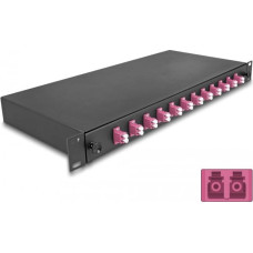 Delock 48,26cm 19Zoll LWL Spleissbox 12 x LC Duplex OM4 1HE spleissfertig komplett bestuckt