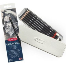 Artequipment Derwent Charcoal - 6stk tin - Charcoal pencils light, medium, dark, white