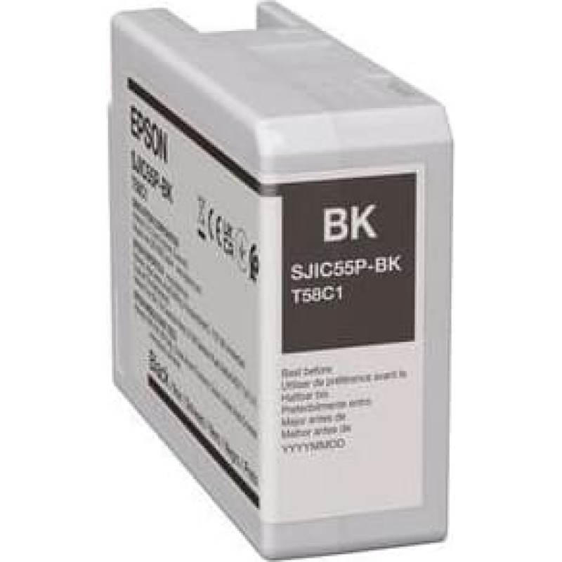 Epson SJIC55(BK): INK CARTRIDGE FOR/COLORWORKS CW-D6500/D6000-BLACK