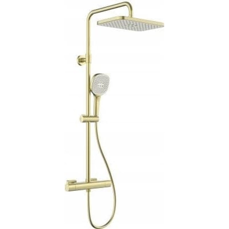 KFA 5756-910-31 / KFA / MALAGA /  DESZCZOWNIA Z BATERIĄ TERMOSTAT NATRYSKOWĄ ŚCIANNA, PVD BRUSHED LIGHT GOLD /