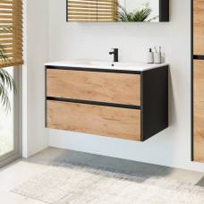 Domoletti CABINET BATHROOM SA90DL-4 BLACK/GOLD OAK