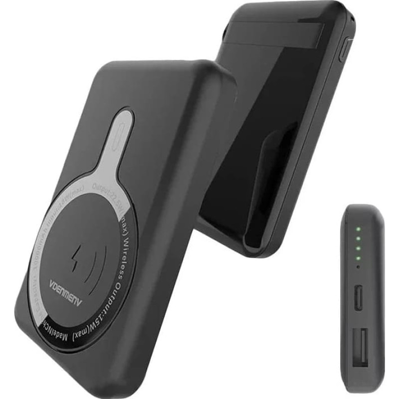 Denmen Powerbank Denmen PD+ MagSafe 10000mAh 15W Bezprzewodowy Czarny