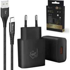 Extralink Ładowarka ExtraLink EXTRALINK SMART LIFE SET01 CABLE + CHARGER: 15W 5V 3A, USB-USB-C, 200CM / 12W 5V 2.4A (BLACK)
