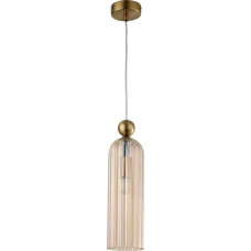 Light Prestige Lampa wisząca Light Prestige Wisząca lampa tuba Piega bursztynowy szklany zwis do salonu