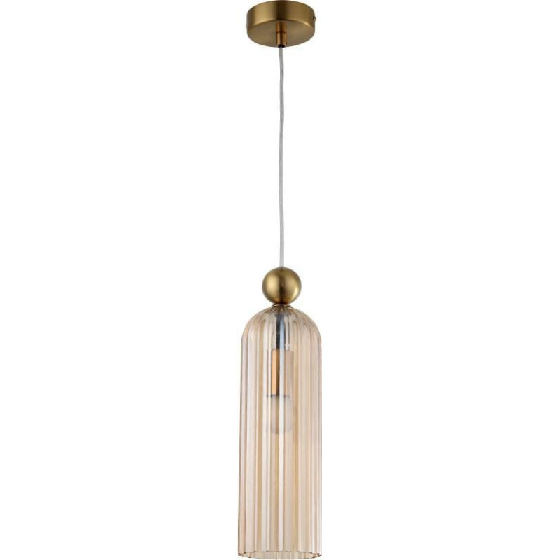 Light Prestige Lampa wisząca Light Prestige Wisząca lampa tuba Piega bursztynowy szklany zwis do salonu