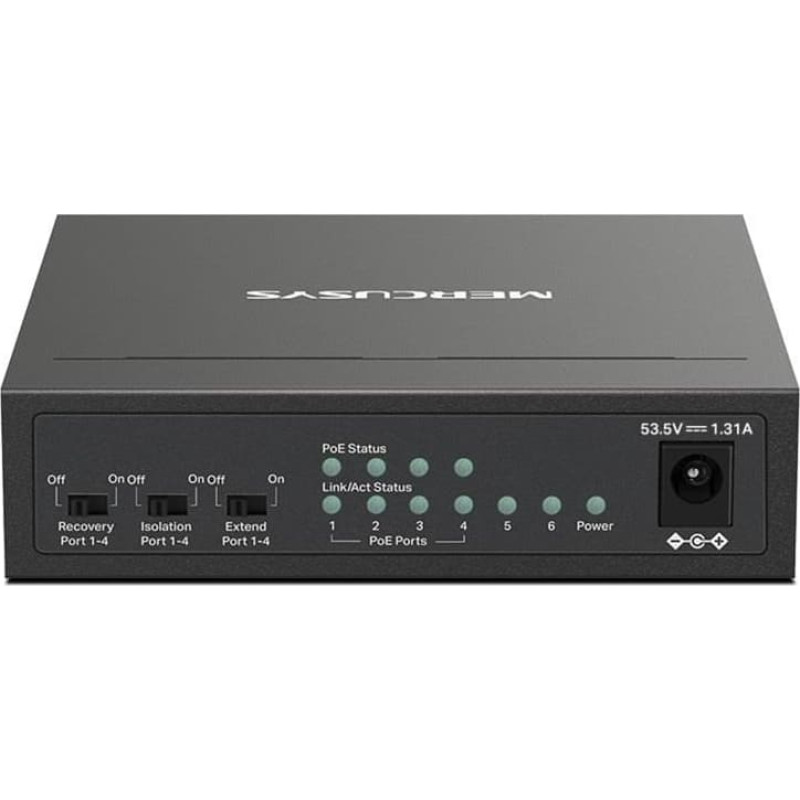 Mercusys switch MS106P (6x100Mb/s,4xPoE+,67W,fanless)