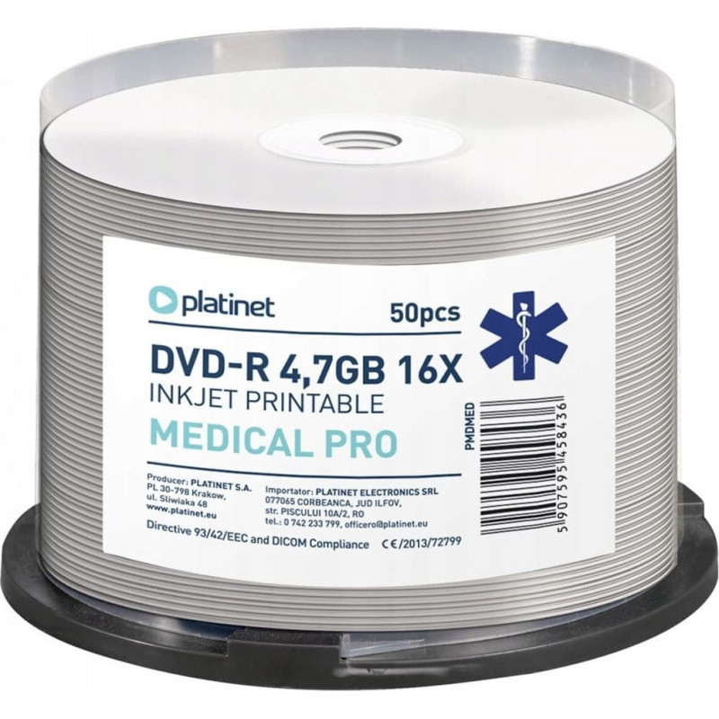 Freestyle PLATINET DVD-R 4,7GB 16X FF WHITE INKJET PRINTABLE MEDICAL PRO CAKE*50 [45843]