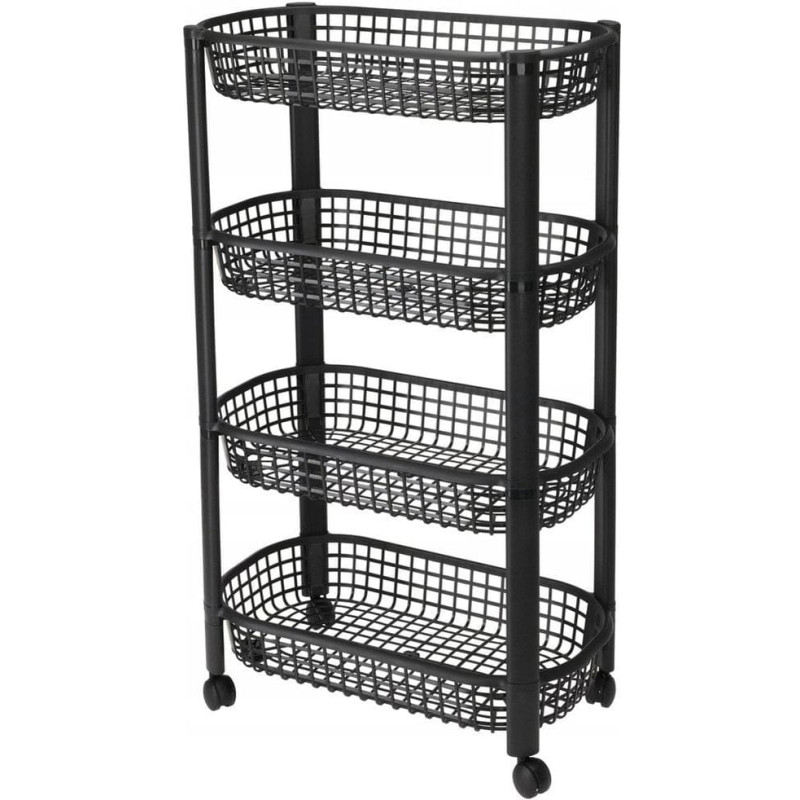 Excellent Houseware Organizer Na Kółkach Czarny EXCELLENT HOUSEWARE 4-Poziomowy 46x26x79 cm