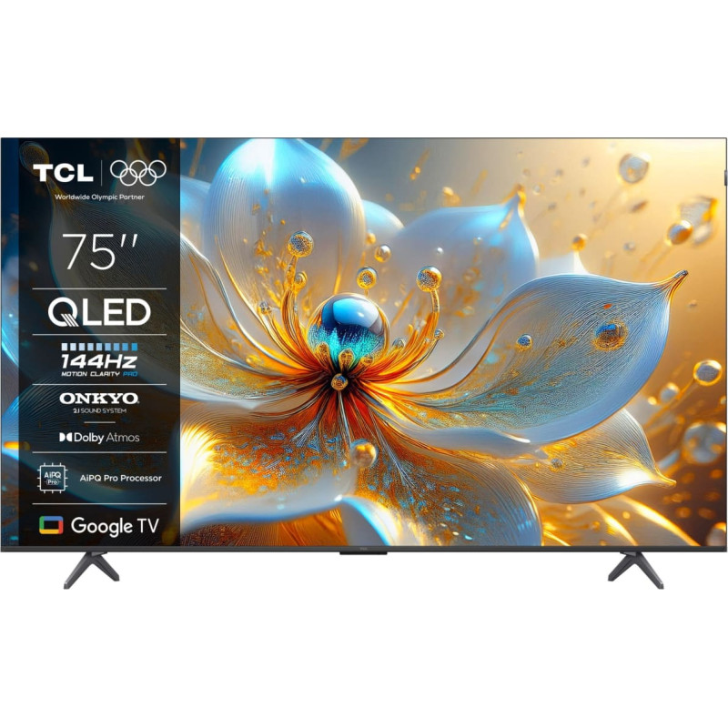 TCL 4K QLED TV | 75T8C | 75 | Smart TV | Google TV | Black