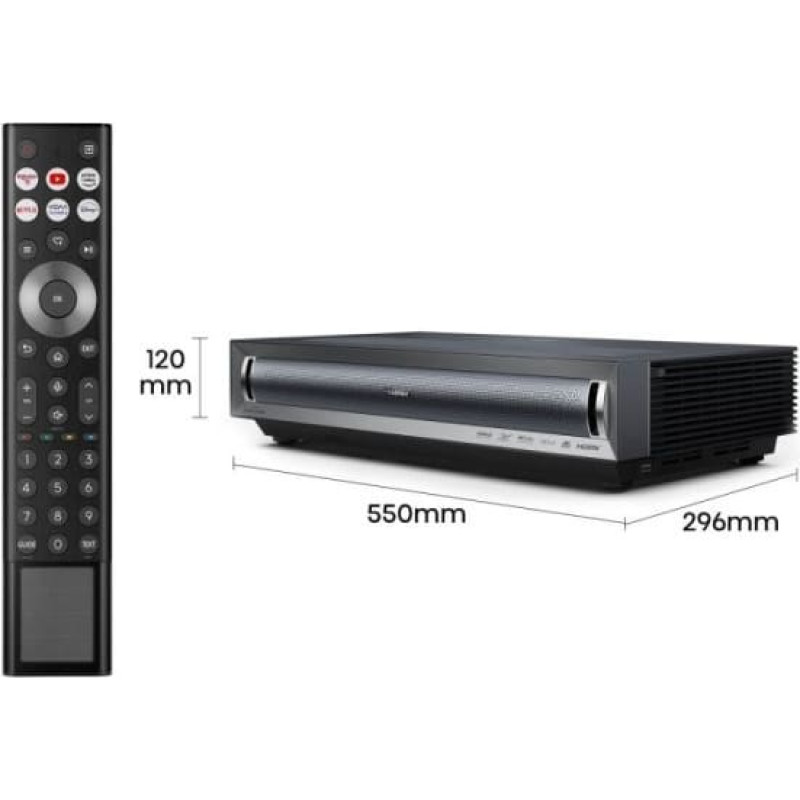 Hisense PX3 Laser Cinema TV 4K datu projektors Īpaši īsa attāluma projektors 2800 ANSI lūmeni 2160p (3840x2160) Melns