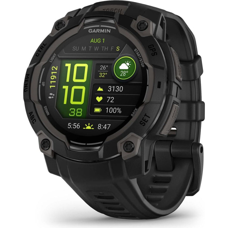Garmin Instinct 3 AMOLED 3,05 cm (1,2 collas) 45 mm Digitāls 390 x 390 pikseļi Skārienekrāns Melns GPS (satelīts)