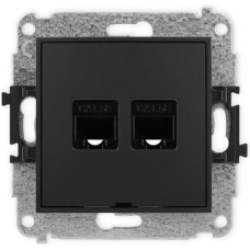 Karlik ICON Mechanizm gniazda komputerowego podwójnego 2xRJ45, kat. 5e, 8-stykowy, bez pola opisowego czarny mat 12IGKBO-2