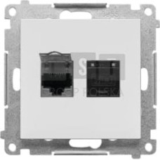 Kontakt-Simon T62E.01/114 Simon 55 Gniazdo komputerowe podwójne RJ45 kategoria 6, ekranowane z przesłoną przeciwkurzową(moduł) Jasnoszary mat T62E.01/114