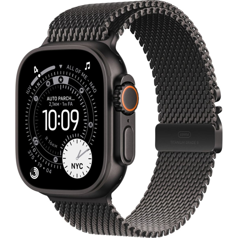 Apple Watch Ultra 3 GPS + Cellular 49mm Black Titanium Case with Black Titanium Milanese Loop - Small