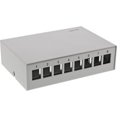 Inline InLine® Desktop Consolidation Point Box 8x Keystone RJ45, metal, light grey RAL7035